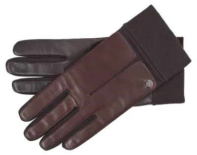 Roeckl Touch Leder-Handschuhe mit Strickbund  in braun