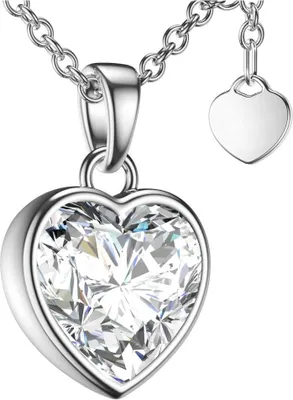 Produktbild von Halskette Damen Silber 925 Frauen Kette mit Zirkonia Herzanhänger