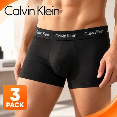 Produktbild von Calvin Klein Herren 3er Pack Boxershorts Low Rise Trunks Unterwäsche, Schwarz, L