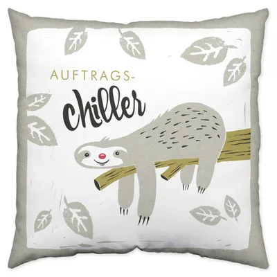Produktbild von Baumwollkissen Motiv »Auftragschiller« Sheepworld Faultier