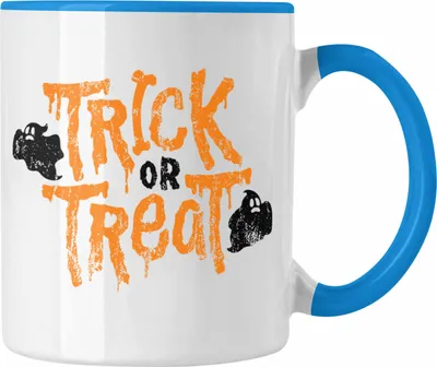 Produktbild von Trendation - Halloween Tasse Kürbis Dekoration Becher Süßes Oder Saures Geister (Blau)