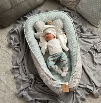 Produktbild von Waffelpique MINZE/ Mini PUNKTE Grau Babynestchen Unterlage 2 Tlg SET Babynest Wicleklunterlage Reisebett Babydecke Babyausstattung 2 Seitig Geschenk
