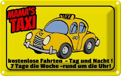 Produktbild von vianmo Blechschild 20x30 cm Mamas Taxi e Fahrten Familie Freunde