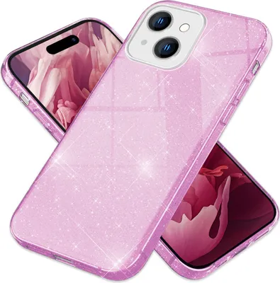 Produktbild von Glitzer Hülle für iPhone 15 Hybrid Bling Case Silikon Handyhülle Schutz Tasche Lila