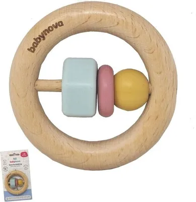 Produktbild von Baby-Nova Holz Beißring Zahnungshilfe mit Silikon Formen