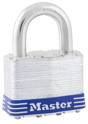 Produktbild von Master Lock 5EURD Vorhängeschloss aus laminiertem Stahl mit Schlüssel, Grau, 7,4 x 5,1 x 3,3 cm