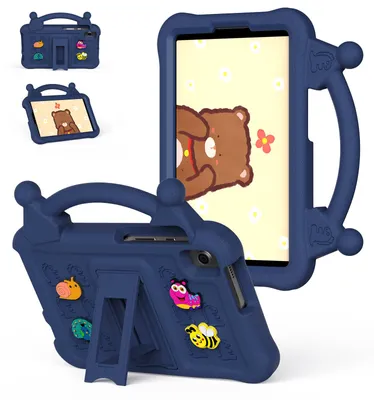 Image de Étui de protection pour tablette Samsung Galaxy Tab A11/Tab A9/Tab A7 Lite/Tab A 8,0 (2019), en EVA résistant aux chocs, avec poignée et fonction support. Couleur : bleu foncé