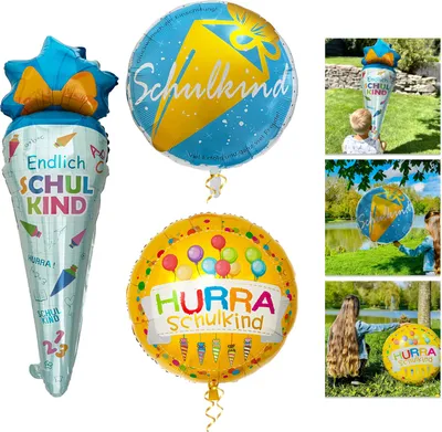 Produktbild von Oblique Unique 2x Schulkind + Zuckertüte Folien Luftballons für Schuleinführung Schulanfang Einschulung Dekoration Ballon