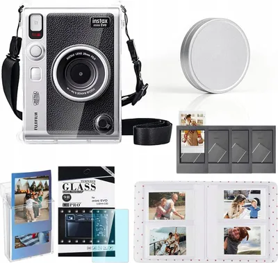 Zdjęcie produktu dla Zestaw 6w1 Futerał Etui + Szkło + Album 64x + Dekielek + Ramki Fuji INSTAX Mini EVO - Przezroczysty