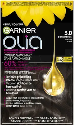 Immagine prodotto di Garnier - Olia 3 - Tinta per capelli - Castano scuro - Senza ammoniaca - Colore intenso e di lunga durata - Copertura del grigio al 100% - 1 pezzo