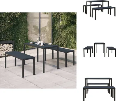 Image de vidaXL Ensemble de jardin 3 pièces acier et WPC noir - Ensemble de meubles de jardin