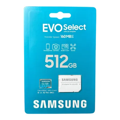 Produktbild von Samsung EVO Select (2024) microSD-Karte + SD-Adapter, 512 GB, MB-ME512SA/EU