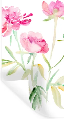 Produktbild von MuchoWow® Wandtattoo Wandsticker Wandaufkleber Blumen - Aquarell - Rosa 40x80 cm Selbstklebend und Repositionierbar - Repositionierbar - Wasser abweisend