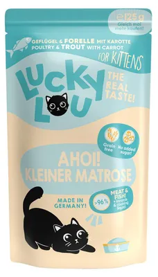 Produktbild von Lucky Lou Lifestage Kitten Geflügel & Forelle 16x 125 g