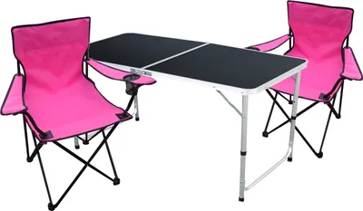 Image de set de meubles de camping 3 pièces noir - rose