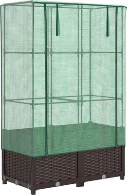 Produktbild von vidaXL Hochbeet mit Gewächshaus-Aufsatz Rattan-Optik 80x40x138 cm