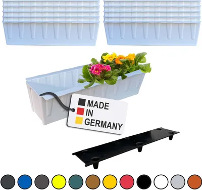 Produktbild von BURI 10 Euro-Paletten Blumenkästen-Einsätze inkl. Bewässerungsmatte | 37,3cm Weiß | Pflanzkasten für Europalette Palette | Balkonkasten | Blumentopf | aus stabilen Kunststoff | Germany