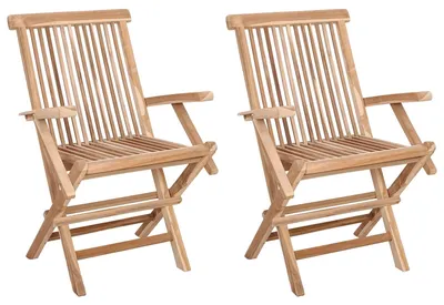 Immagine prodotto di vidaXL Sedia da giardino pieghevole, 2 pezzi, legno massello di teak, colore naturale