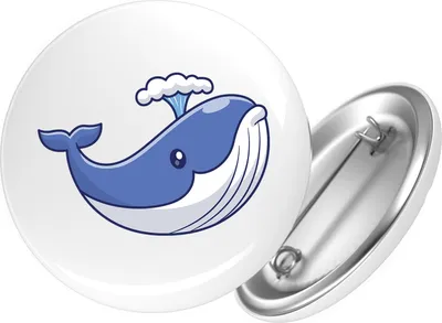 Produktbild von Huuraa Button Blauwal Comic 25mm rund mit Sicherheitsnadel Ansteckbutton Geschenkidee