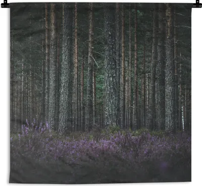 Produktbild von MuchoWow® Wandteppich Wandbehang Lavendel im Wald 120x120 cm Tapisserie Dekoration Wandtuch - Modern - Baumwollgewebe