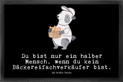 Produktbild von Mr. & Mrs. Panda Schmutzmatte Bäckereifachverkäufer Herz 50 x 75 cm - Schwarz - Geschenk, Lustig, Schmutzfangteppich, bodenmatte, Spruch, Fußabtreter, Schmutzfänger