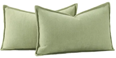 Obrázok produktu pre Sada 2 vankúšikov z plyšovej látky, zelená farba, 40x60 cm, obdĺžnikový tvar, mäkké, dekoratívne
