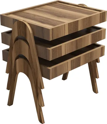 Produktbild von Skye Decor, Roma - Walnut, Beistelltische, Satztisch (3-teilig), Nussbaum, 53,6 x 64 x 40 cm