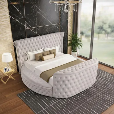 Produktbild von Rundbett s Polsterbett Doppelbett Modernes Design Bequem