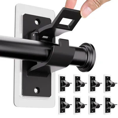 Gardinenstangenhalter, 8 Stück, selbstklebend, schwarz