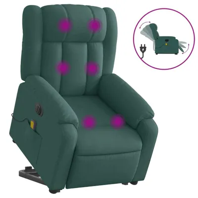 Produktbild von vidaXL Elektrischer Massagesessel mit Aufstehhilfe Dunkelgrün Stoff