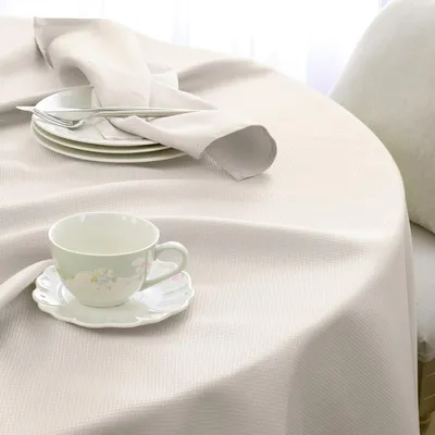 Runde Tischdecke 180 cm, Jacquard, wasserabweisend, beige
