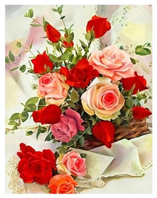 Obrázok produktu pre Maľovanie podľa čísel: Kvety a ruže, formát 40x50 cm