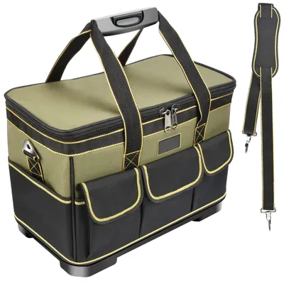 Imagen del producto de Omgoods - Bolsa de herramientas de 16 pulgadas con múltiples compartimentos y base impermeable