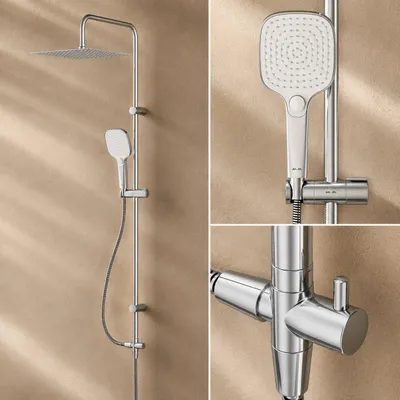 Duschsystem mit Regendusche 30x30 cm, höhenverstellbar, chrom
