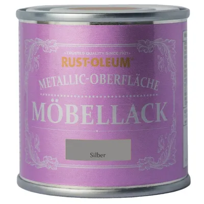 Produktbild von Rust-Oleum Möbellack Wassebasis Renovierfarbe Metallic Silber 125 ml