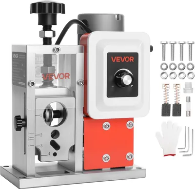 Immagine prodotto di Spelafili elettrico VEVOR, 1,5-40 mm, 400 W, spelafili motorizzato, spelafili 9,84 IPS (15 m/min) con lame, rulli a V, ventola di raffreddamento, macchina spelafili