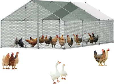 Immagine prodotto di Pollaio in metallo - Pollaio calpestabile 3 x 6 x 2 m - Con copertura - Tetto a torre - Serratura di sicurezza - Resistente alle intemperie - Per polli anatre conigli