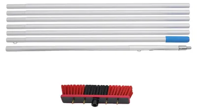 Immagine prodotto di Set di spazzole per la pulizia, portata di 7 metri, ideale per pannelli solari e finestre, colore rosso