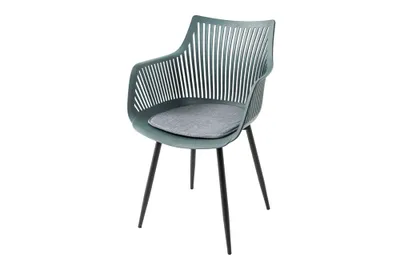 Produktbild von riess-ambiente Moderner Stuhl SIGNUM salbei schwarz Kunststoff Gartenstuhl Indoor Outdoor mit Armlehnen Essstuhl Outdoorstuhl