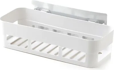 Produktbild von An der Wand montierter, selbstklebender Duschkorb, Aufbewahrungsregal, Organizer für das Badezimmer zu Hause (weiß)