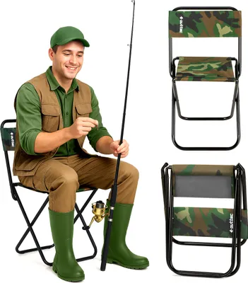 Image de Chaise de pêche Outtec® - jusqu'à 100 kg - Chaise de camping, chaise pliante, chaise pliable, chaise de jardin, chaise de camping légère, chaise de plage pour jardin, balcon, plage