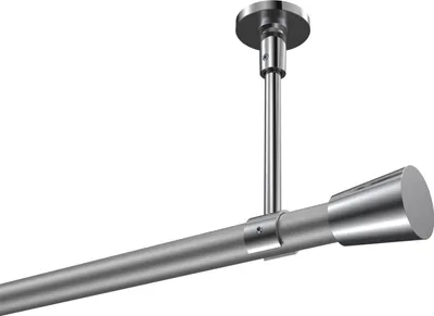 Produktbild von Interdeco Gardinenstange / Vorhangstange Silbergrau / Chrom, Typ Sonette Sitra (Konus) ohne Ringe, Deckenmontage, 20 mm Ø 1-läufig, 480 cm