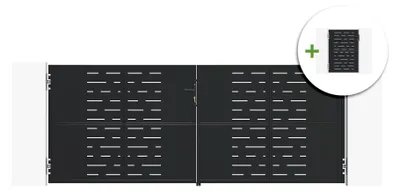 Produktbild von 3,5 m Stahl-Schwingtor NALI ARLBERG H.140 cm schwarz + 140 cm schwarzes Fußgängertor