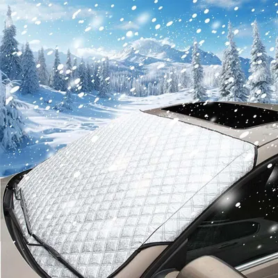 Produktbild von Windschutzscheibenabdeckung Frontscheibenabdeckung Winter Schneeschutz Auto Scheibenabdeckung Frostabdeckung Sonnenschutz, Winschutzscheiben Abdeckung Faltbar für Auto SUV, 150 x 100cm