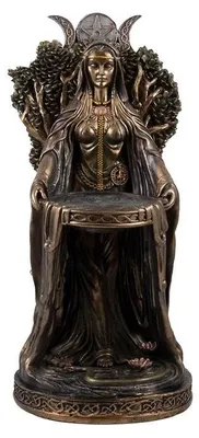 Danu-Figur, keltische Muttergöttin, Harz, Bronze, 19x19x40 cm