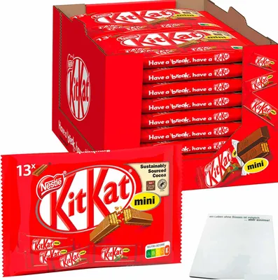 Produktbild von Nestle KitKat Mini, 13 Knusperwaffeln 18er Pack (18x217g Packung) + usy Block