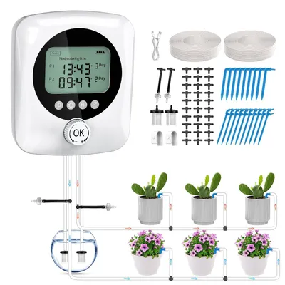 Productafbeelding van Automatisch bewateringssysteem voor binnen, met dubbele pomp voor 30 potplanten, 4400 mAh, oplaadbaar, irrigatiesysteem, kamerplanten voor binnen