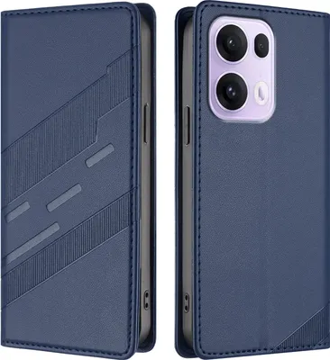 Image de Etui pour Oppo Reno13 Pro, étui portefeuille en cuirPolyuréthaneavec fente pour cartes et fonction stand Blau