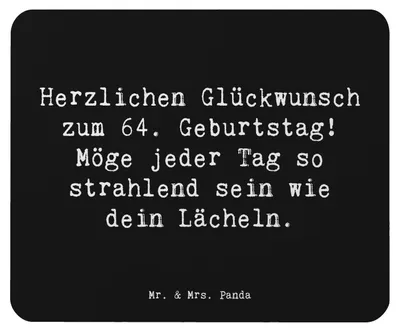 Produktbild von Mr. & Mrs. Panda Mousepad Spruch 64. Geburtstag - Schwarz - Geschenk, Geburtstagspersonalisiert, besonderer Tag, Happy Birthday, pc, Geburtstagsgeschenk, Mauspad, laptop