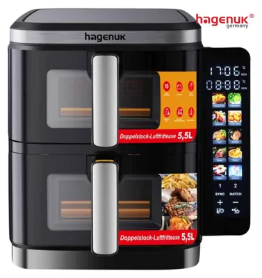 Produktbild von Hagenuk Doppel-Heißluftfritteuse 2×5,5L DAF2800.12